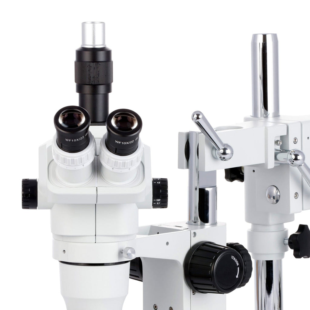 AmScope ZM-4 Series Professional Extreme Widefield Trinocular Stereo  Microscope 6.7X-45X Magnification on 3D Boom Stand