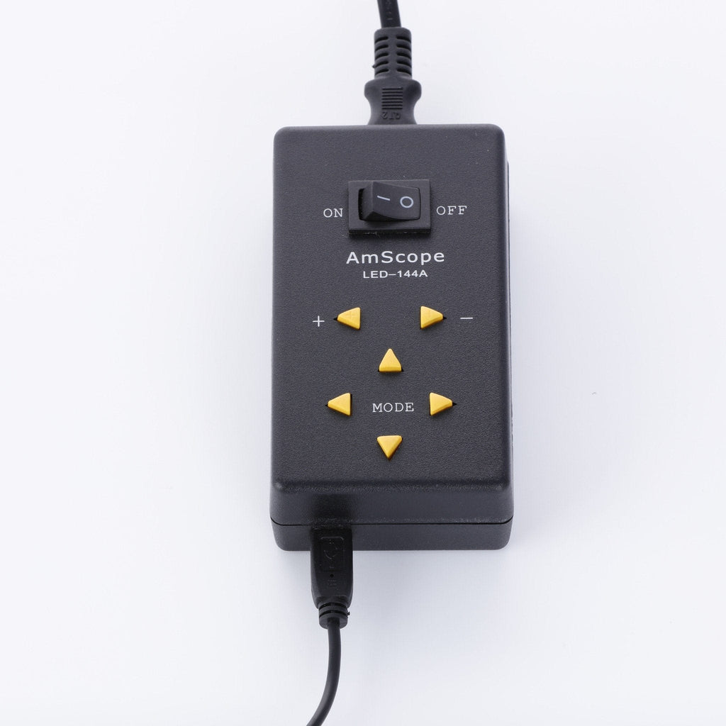 AmScope 4ゾーン144-LEDリング照明+ 18MPカメラ付き3.5X-90X三眼鏡ステレオ顕微鏡 並行輸入品 AmScope 144 LED Four-Zone Microscope Ring Light with Adapter