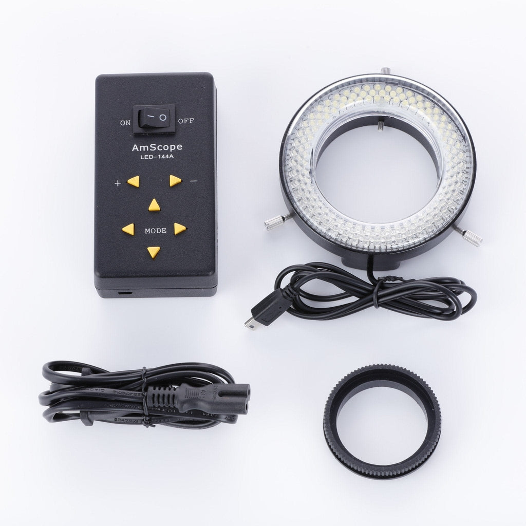 OMAX 144 Super Bright LED Ring Light with Light Control Box for Stereo Microscopes　並行輸入 AmScope 144-LED Microscope Ring Light with Adapter