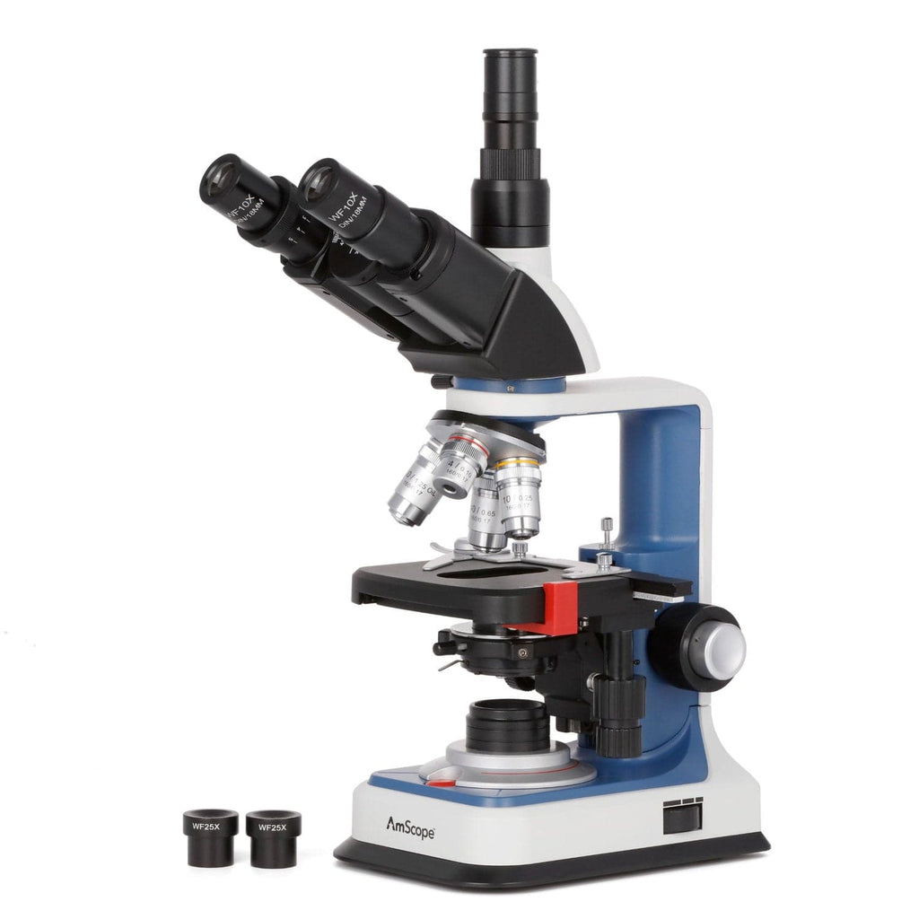 AmScope T120C-R USB-C Rechargeable Trinocular Compound Microscope 2500