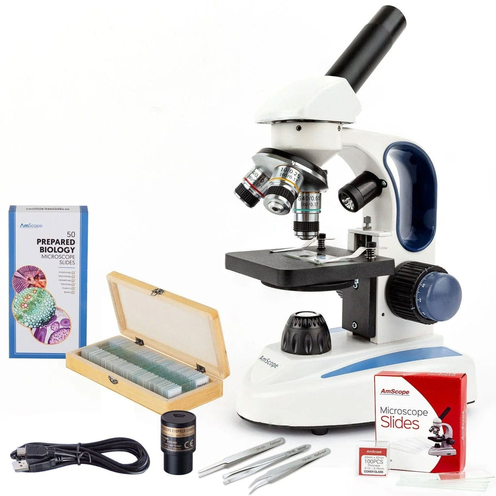 40X to 1000X Binocular Halogen Compound Microscope + Slide Making Kit
