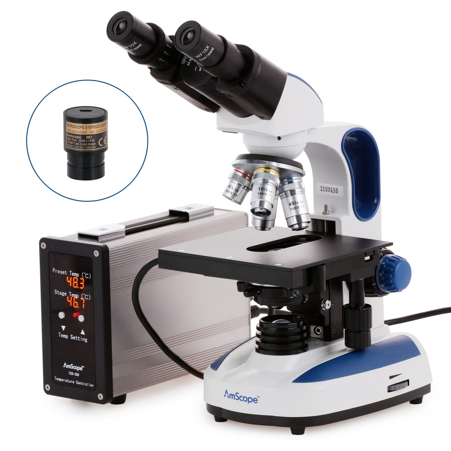 40X-2500X Advanced Student and Professional Compound Microscope w/  Temperature Control Stage Warmer and Slide Preparation Kit + Optional  Eyepiece