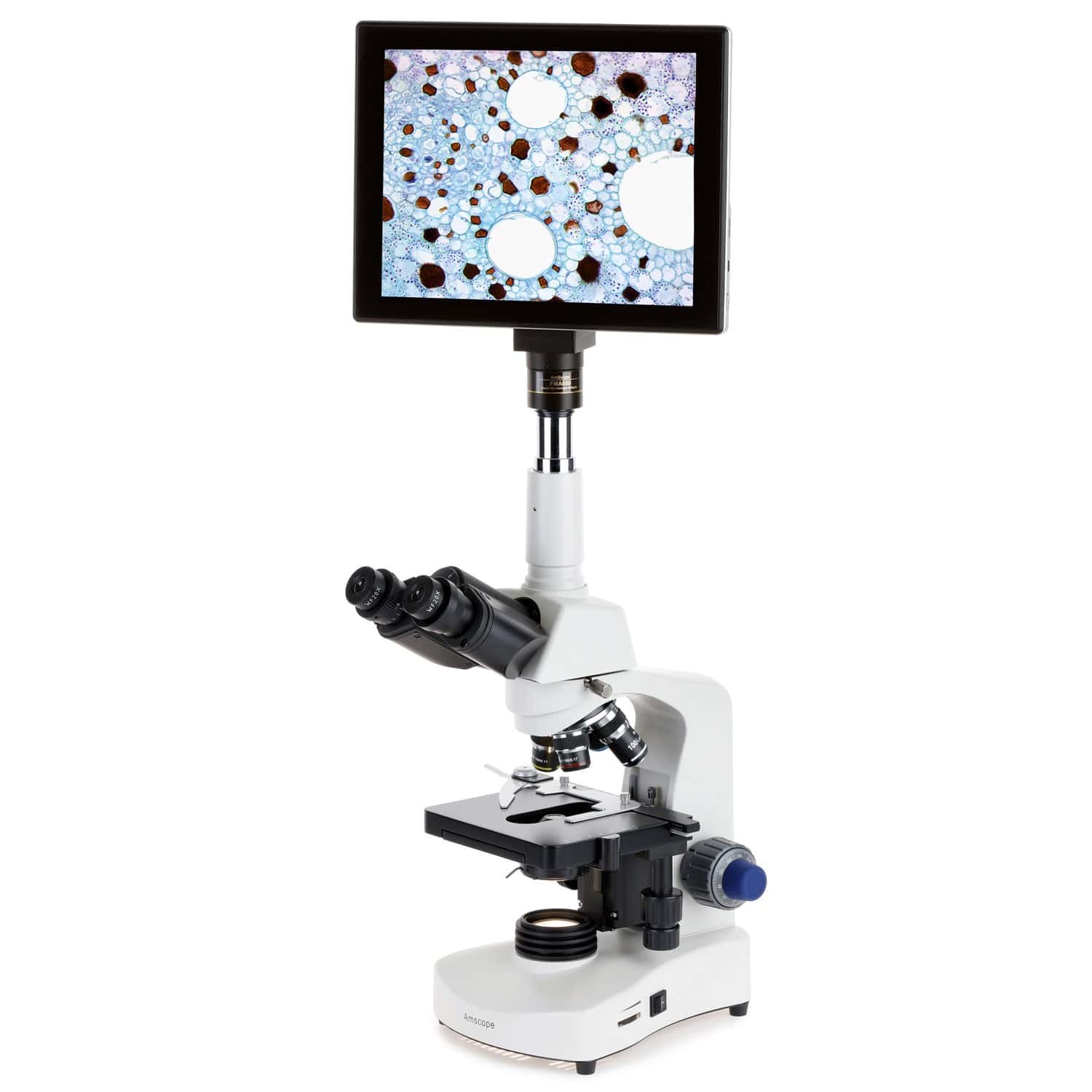 Lab Trinocular Compound Microscope With 40X-2500X Magnification, Dual