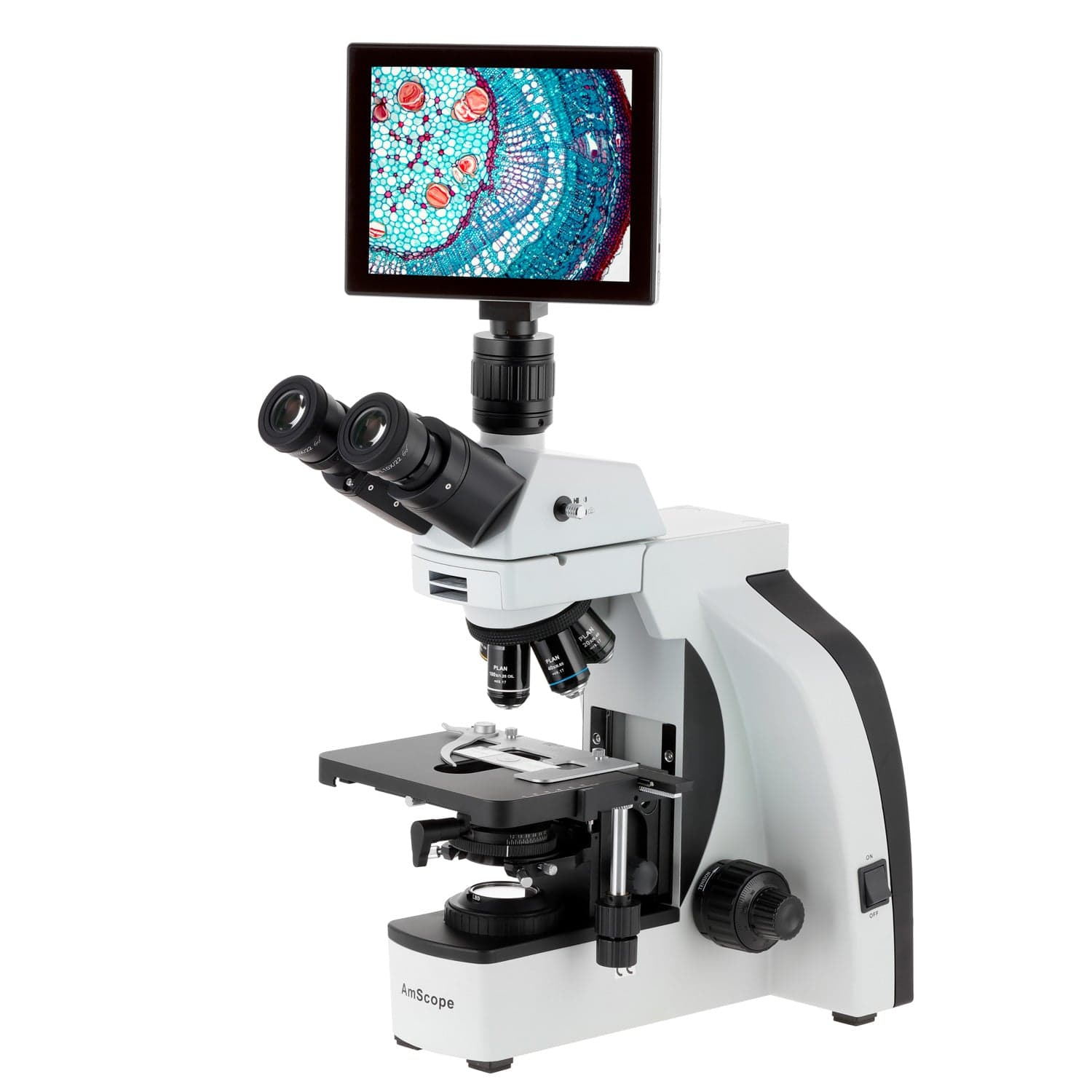 AmScope T800 Series High-Performance Biological Trinocular Compound Microscope with Touchscreen Imaging System 40X-1000X