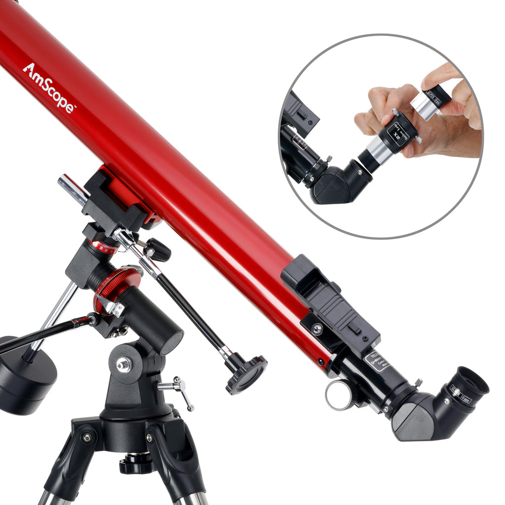 AmScope TLS-MEQ-80900 Refractor EQ Telescope with Equatorial Mount 80m