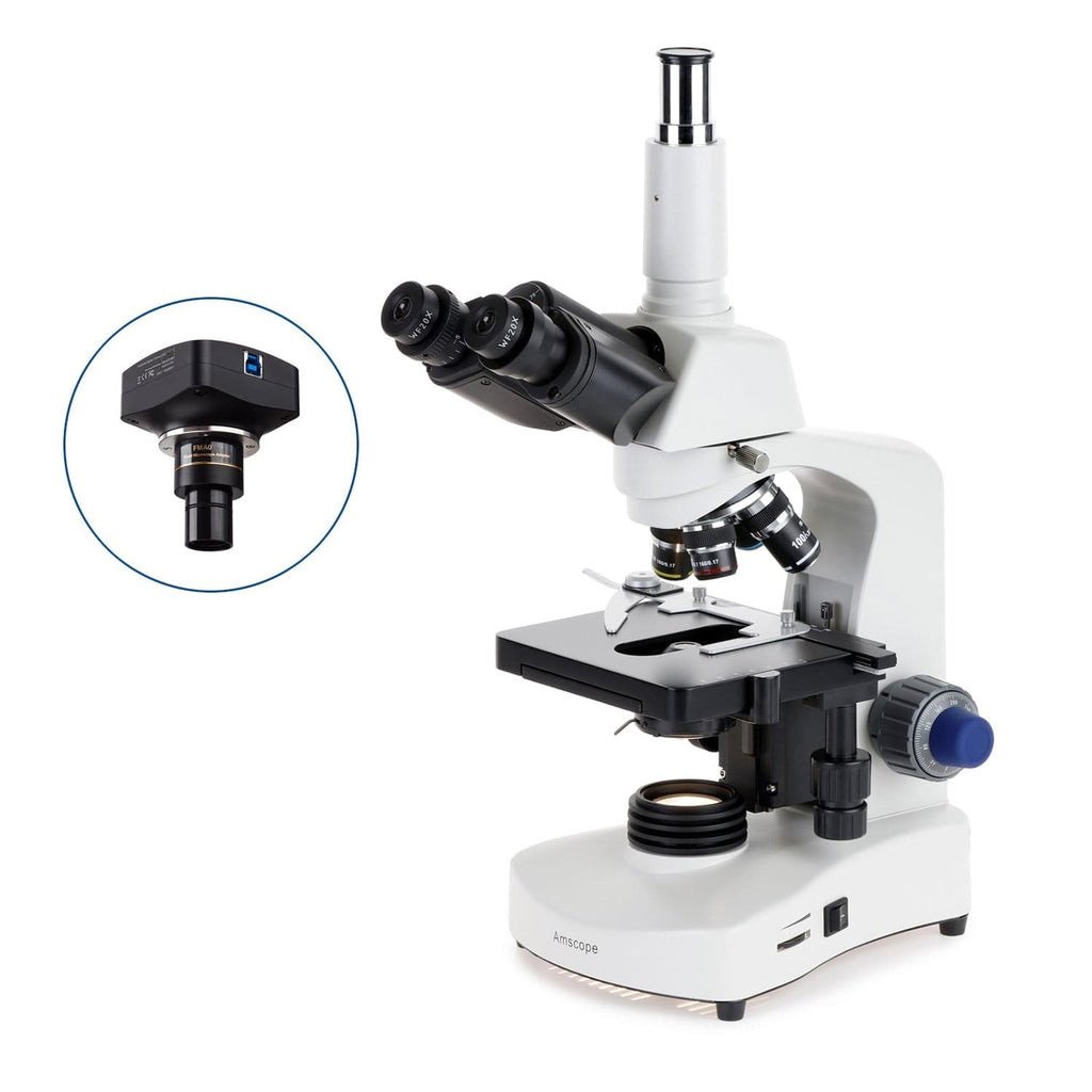 AmScope T490B-18M3 40X-2000X Trinocular Compound Microscope – 18MP USB 3.0 Camera, 5-Year Warranty