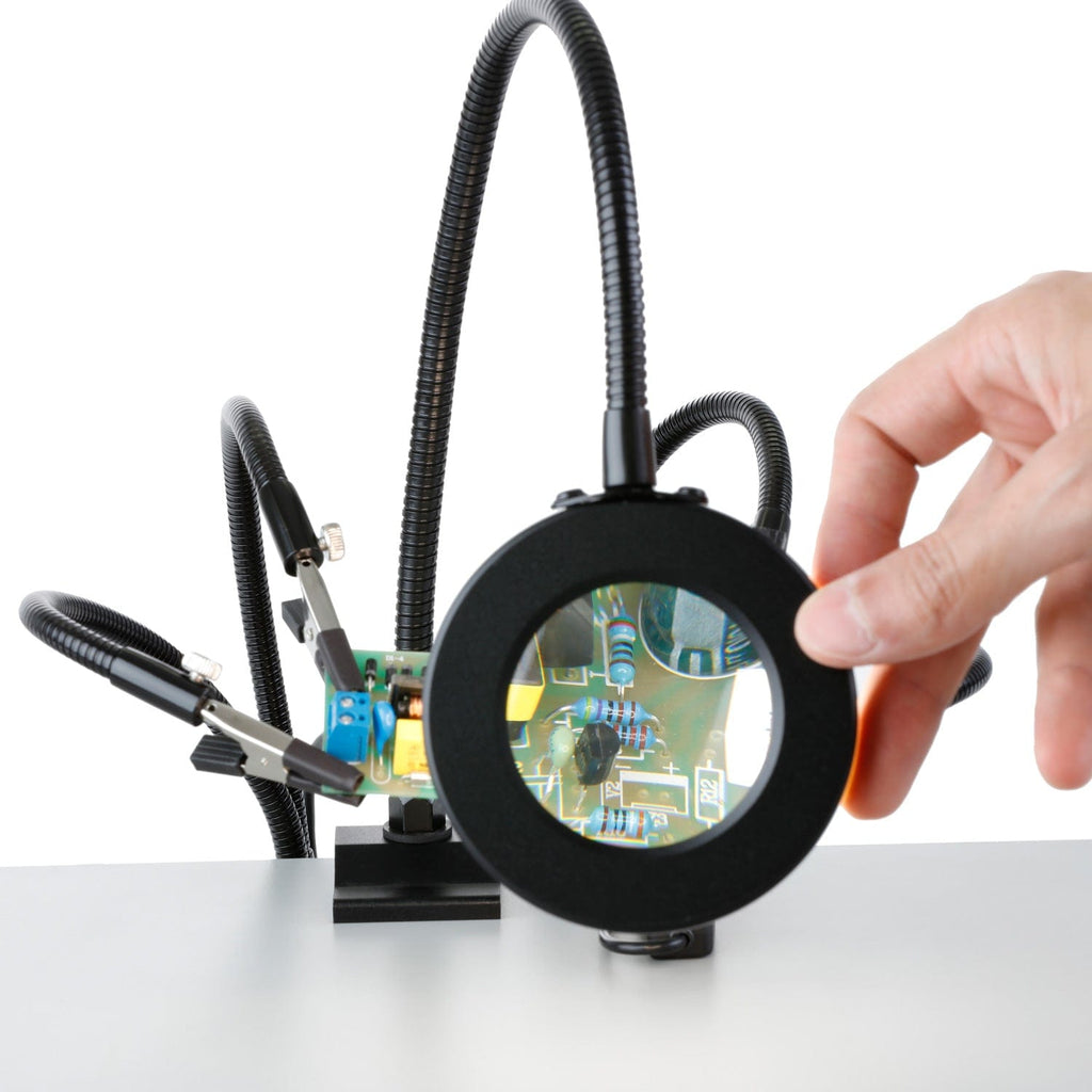 LED Gooseneck Magnifier, 3X 5X ,Metal Table Clamp