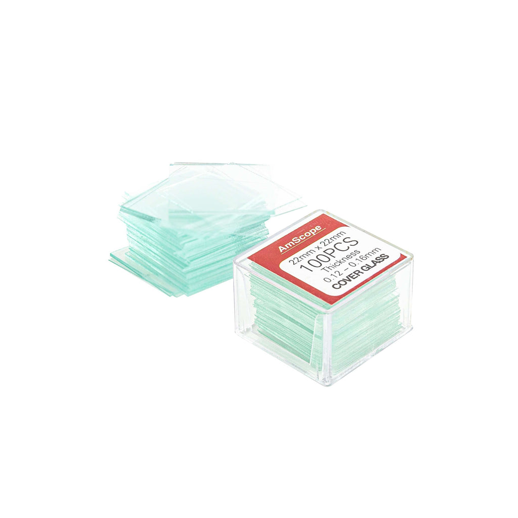 AmScope 72 Pre-Cleaned Microscope Slides & 100 Cover Glasses - 1x3 Inch Glass Slides For Lab Use