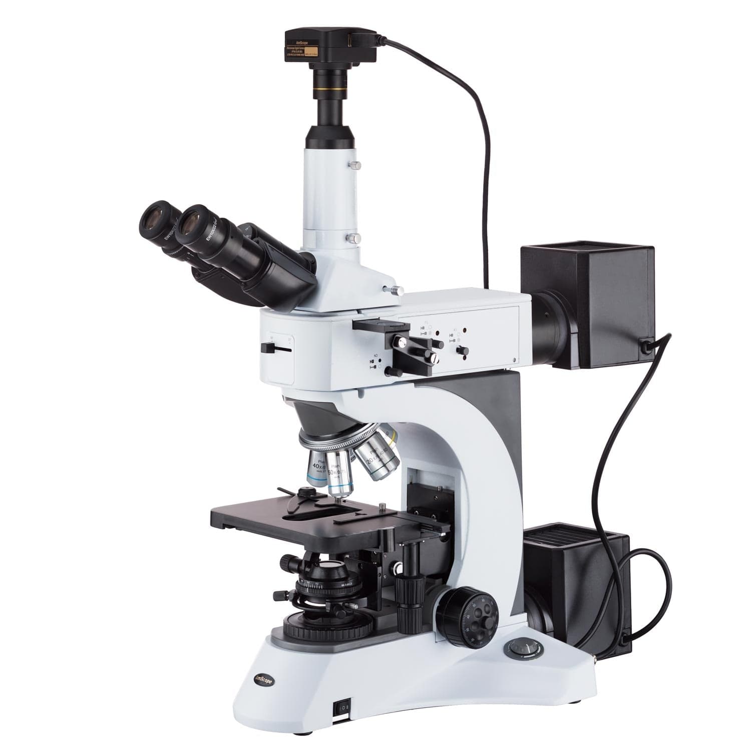 Trinocular Infinity-Corrected Darkfield Metallurgical Microscope  w/Polarization and Optional Digital Camera - 50X-1000X / USB 3.0 / 3.0MP