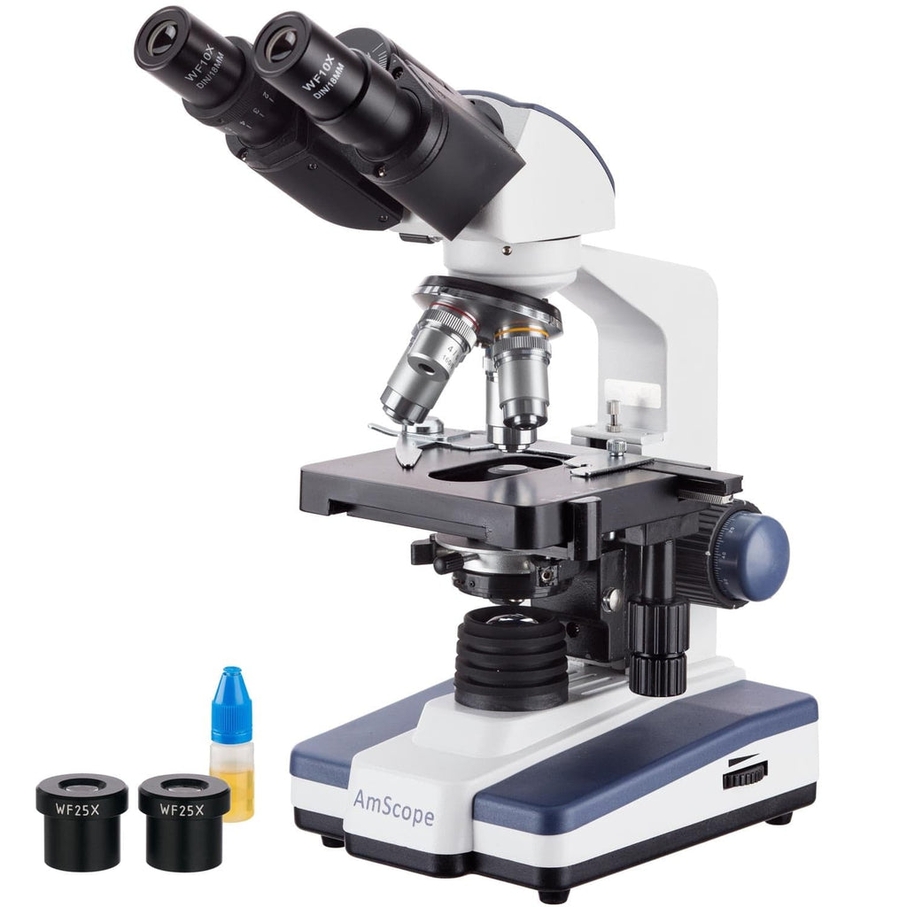 40X-2500X LED Lab Binocular Compound Microscope with 3D 2-Layer Mechanical  Stage