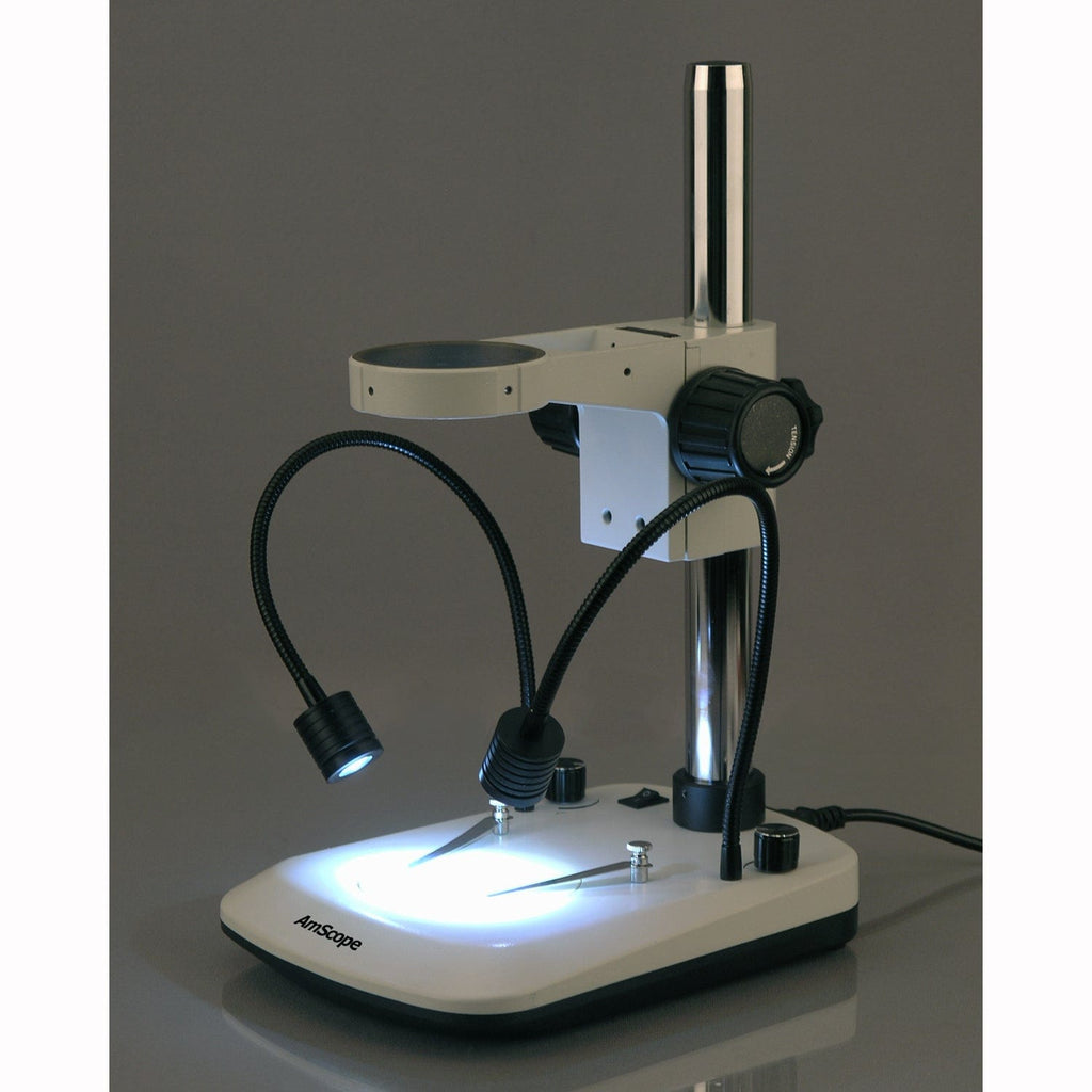 AmScope Stereo Microscope Table Stand With Built In Dual Gooseneck Ill