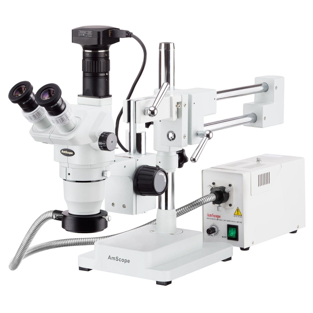 2x-225x Trinocular Boom Stand Stereo Zoom Microscope + High