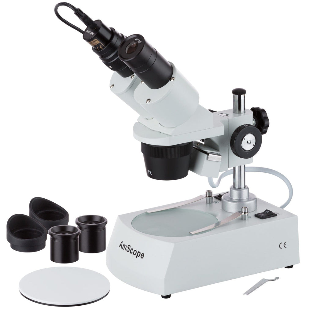 AmScope B490 Compound Binocular Microscope, WF10x Eyepieces, 40X-1000X Magnification, Brightfield, Halogen Illumination