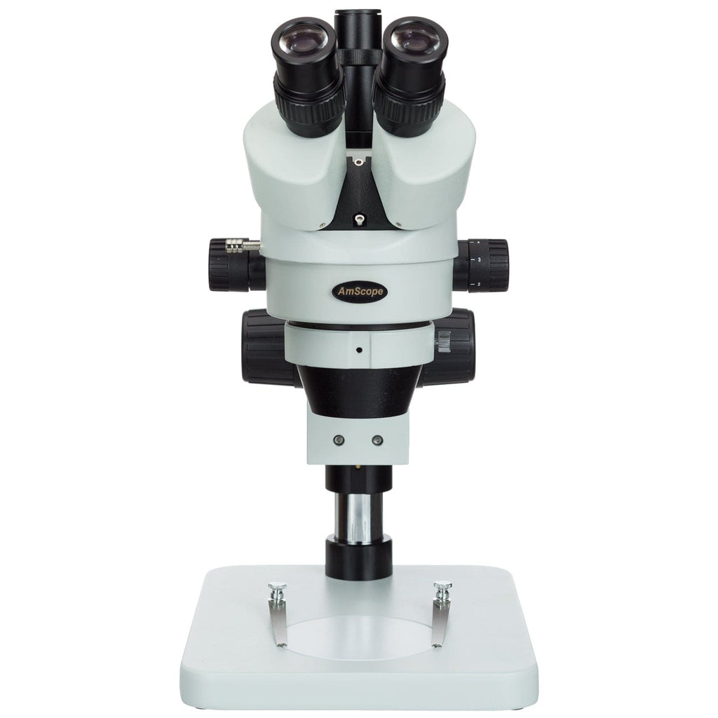 AmScope SM-1T Series Zoom Trinocular Stereo Microscope 3.5X-90X  Magnification On Table Pillar Stand