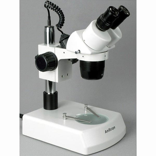 AmScope SW-2 Series Super Widefield Binocular Stereo Microscope 20X-40X-80X  Magnification on Pillar Stand with Top & Bottom Lights