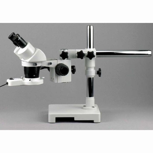 5X-10X-15X-30X Stereo Microscope on Single-Arm Boom with Ring Light