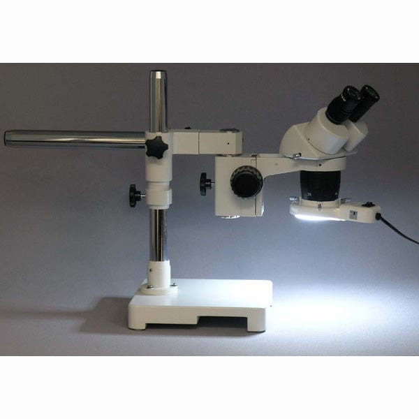 5X-10X-15X-30X Stereo Microscope on Single-Arm Boom with Ring Light