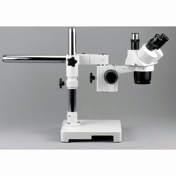 10X-15X-30X-45X Boom Stand Trinocular Stereo Microscope + Fluo Light