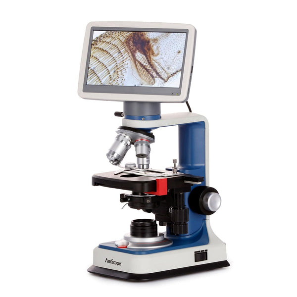 AmScope B120C-R-DMH18070 USB-C Rechargeable Binocular Compound Microscope 2500X Magnification with 7" Digital 