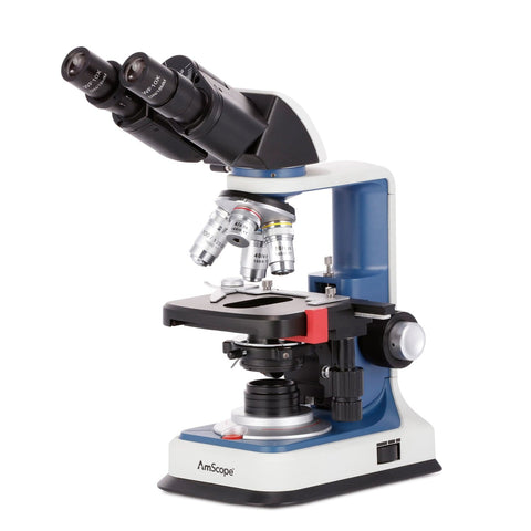 40X-2500X USB-C Rechargeable Student Binocular Compound Microscope w/3D Two-Layer Mechanical Stage, Achromatic Objectives, & LED illuminator + Optional Camera