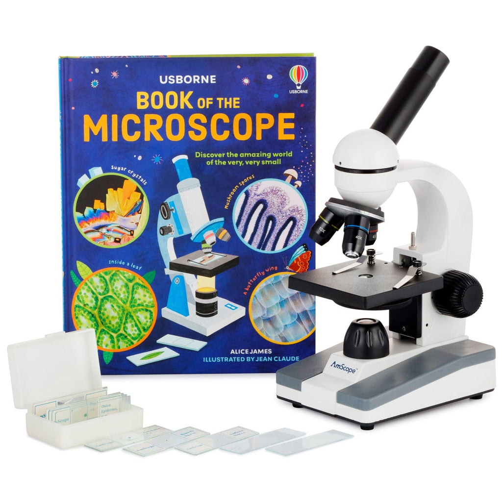 AmScope M148C-PB10-WM Monocular Biological Microscope with 400X Magnif