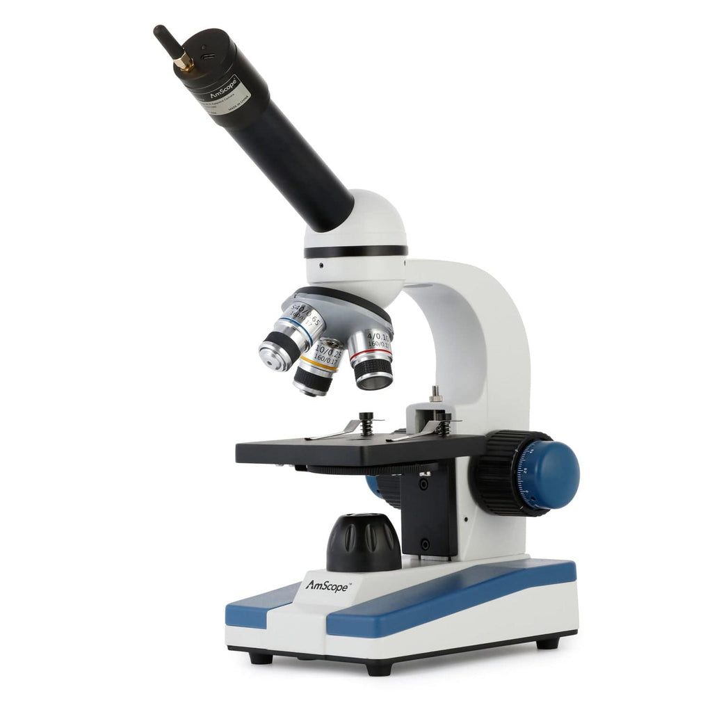 AmScope M150C-WF Monocular Compound Microscope 1000X Magnification Bat