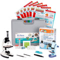 IQCrew By AMSCOPE KIDS - White Metal Arm Starter Kids Student Compound Microscope Kit with Water Purification Activity Kit and Experiment Cards