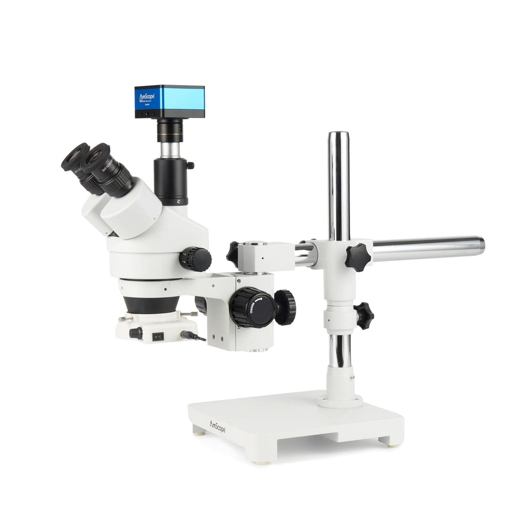 AmScope Zoom Trinocular Stereo Microscope 7X-45X Magnification Range,