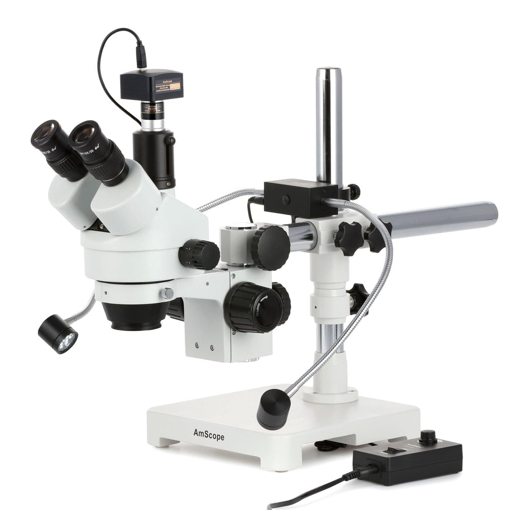 AmScope SM-3T Series Trinocular Zoom Stereo Microscope 7X-45X with 8W