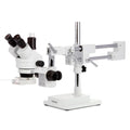 AmScope SM-4T Series Trinocular Zoom Stereo Microscope 7X-45X Magnification on Double Arm Boom Stand with 70-LED Ring Light