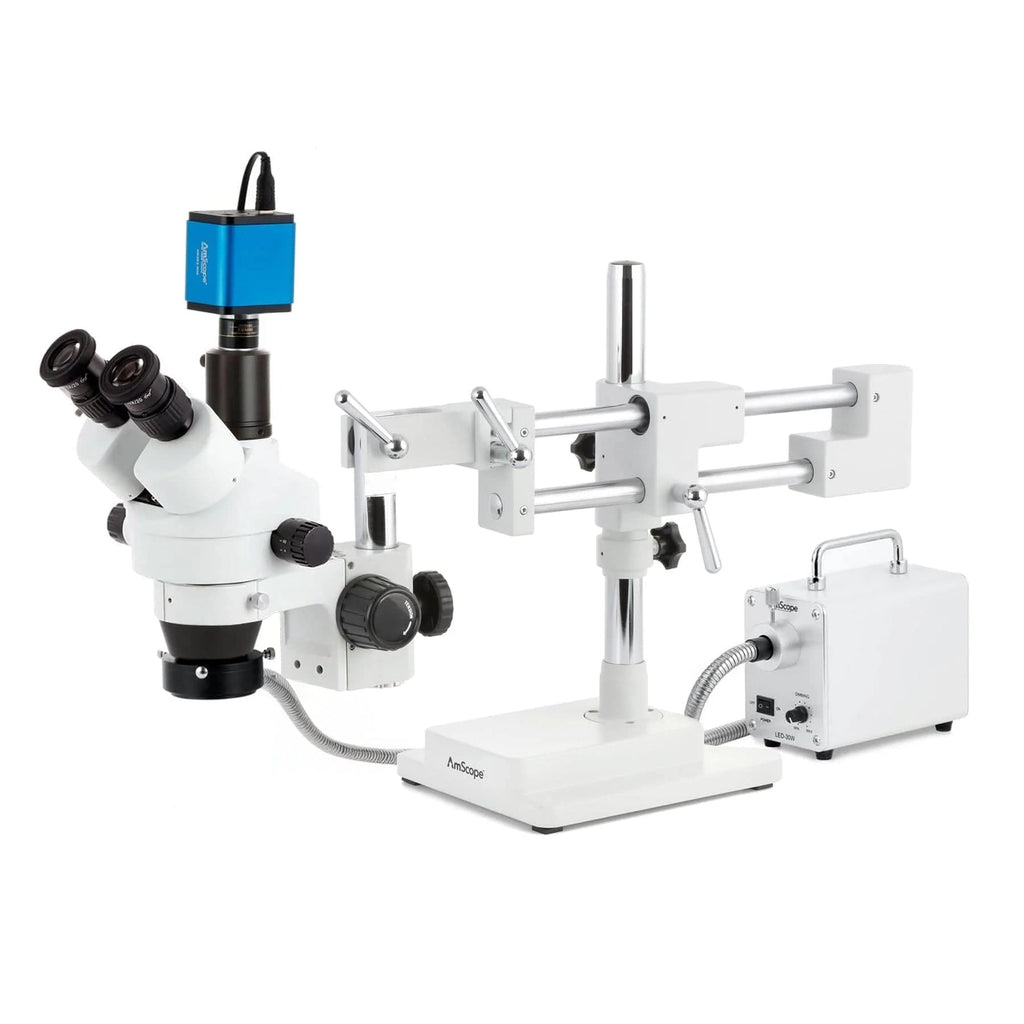 AmScope SM-4 Series Zoom Trinocular Stereo Microscope with 30W LED Fib