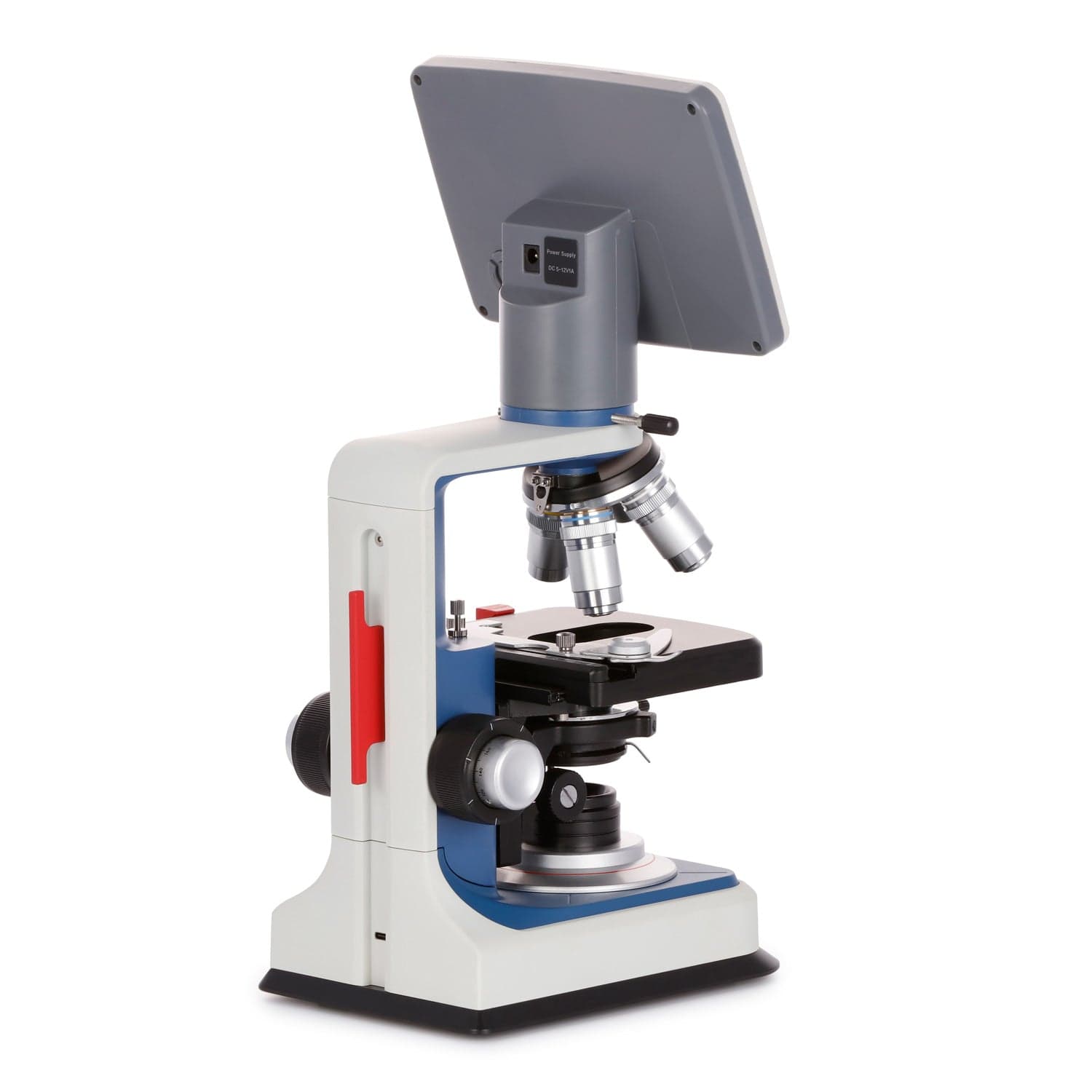 AmScope B120C-R Series USB-C Rechargeable Student Binocular Compound Microscope 40X-2500X Magnification with 7" Digital Display Camera Head
