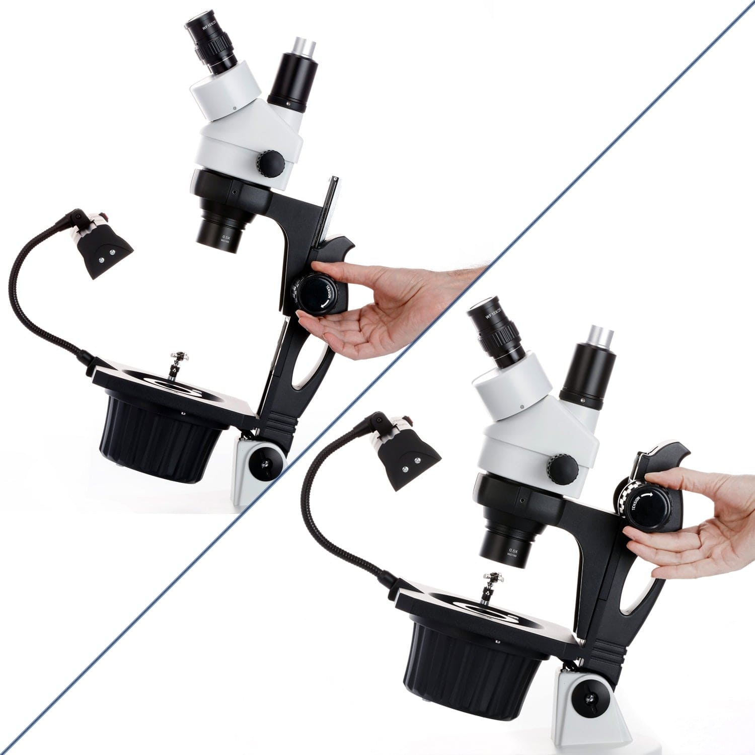 AmScope GM400 Series Advanced Jewel Gem Zoom Trinocular Stereo Microscope 3.5X-90X Magnification on Track Stand