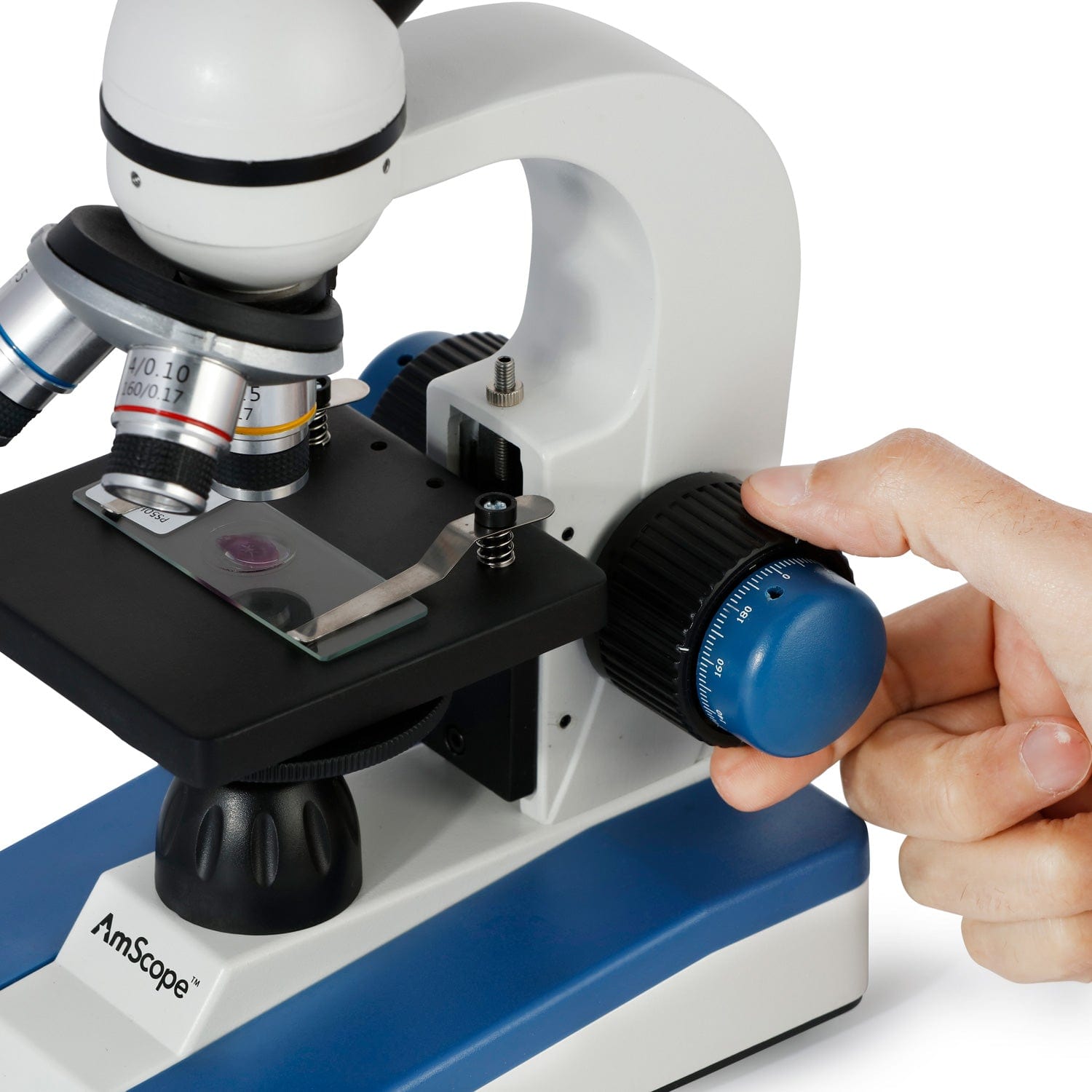 Amscope M150C-E Monocular Compound Microscope for Kids – 40X–1000X LED Illumination STEM Education Microscopes, Student Lab Microscopes, Biological Science Microscopes