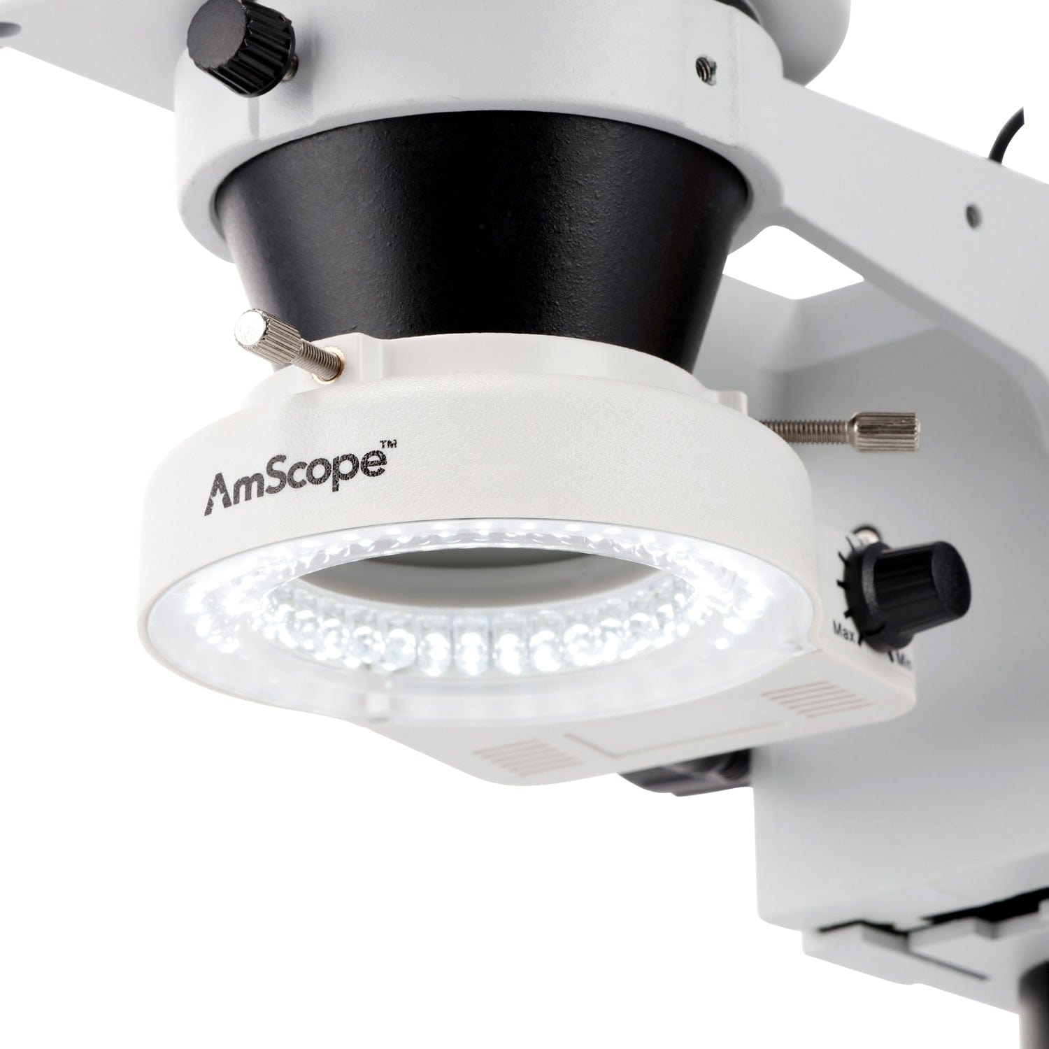 AmScope SM-4B Series Binocular Zoom Stereo Microscope w/80 LED Compact Ring Light and Optional Digital Camera on Double Arm Boom Stand