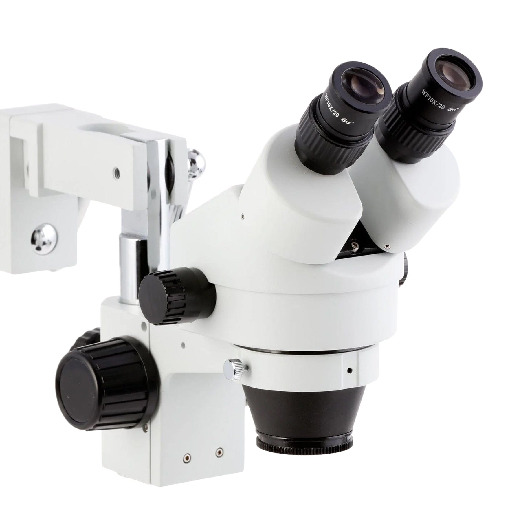 AmScope SM-4B Series Binocular Zoom Stereo Microscope w/80 LED Compact Ring Light and Optional Digital Camera on Double Arm Boom Stand