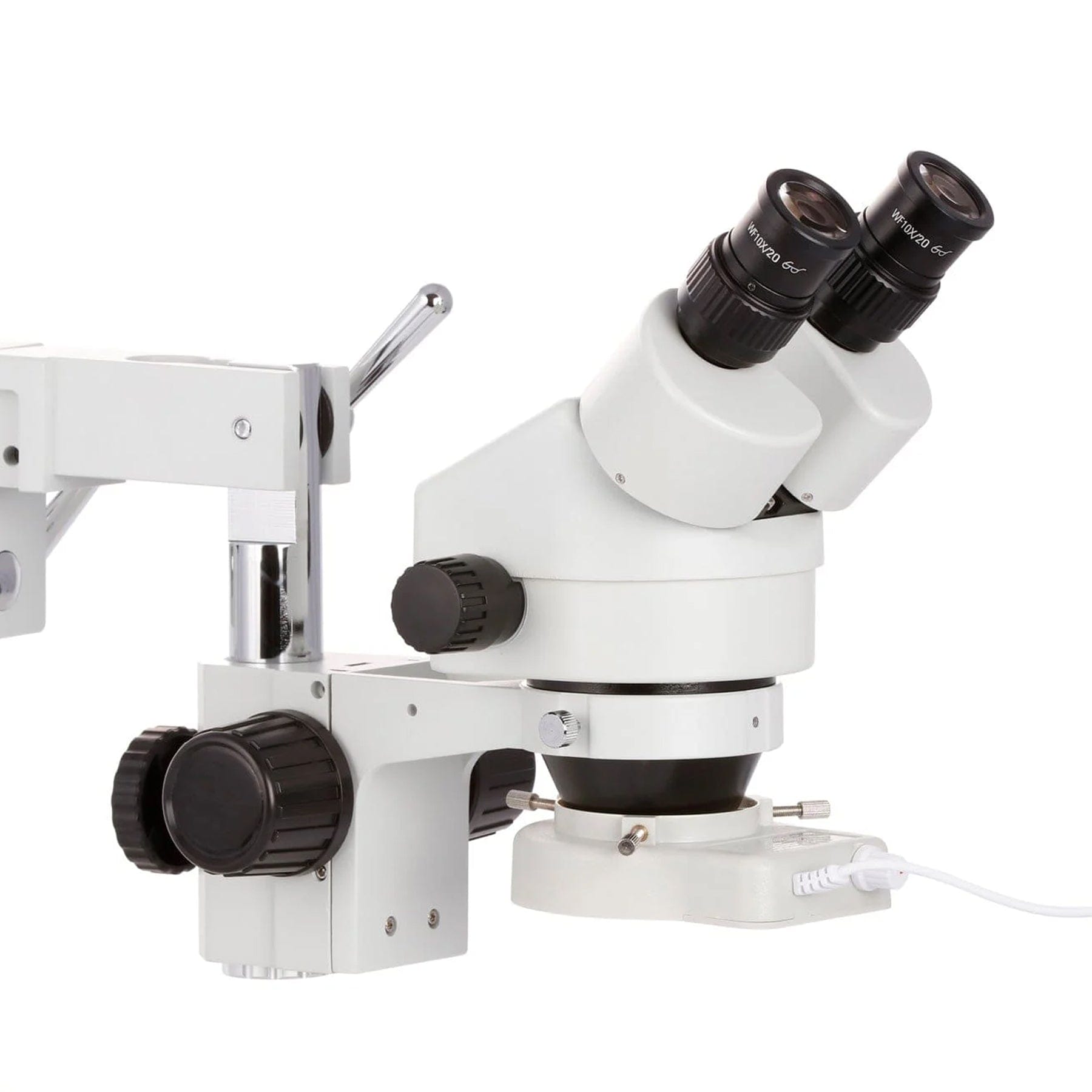 AmScope SM-4BX-48W Binocular Stereo Microscope with 45X Magnification on a Double Arm Boom Stand