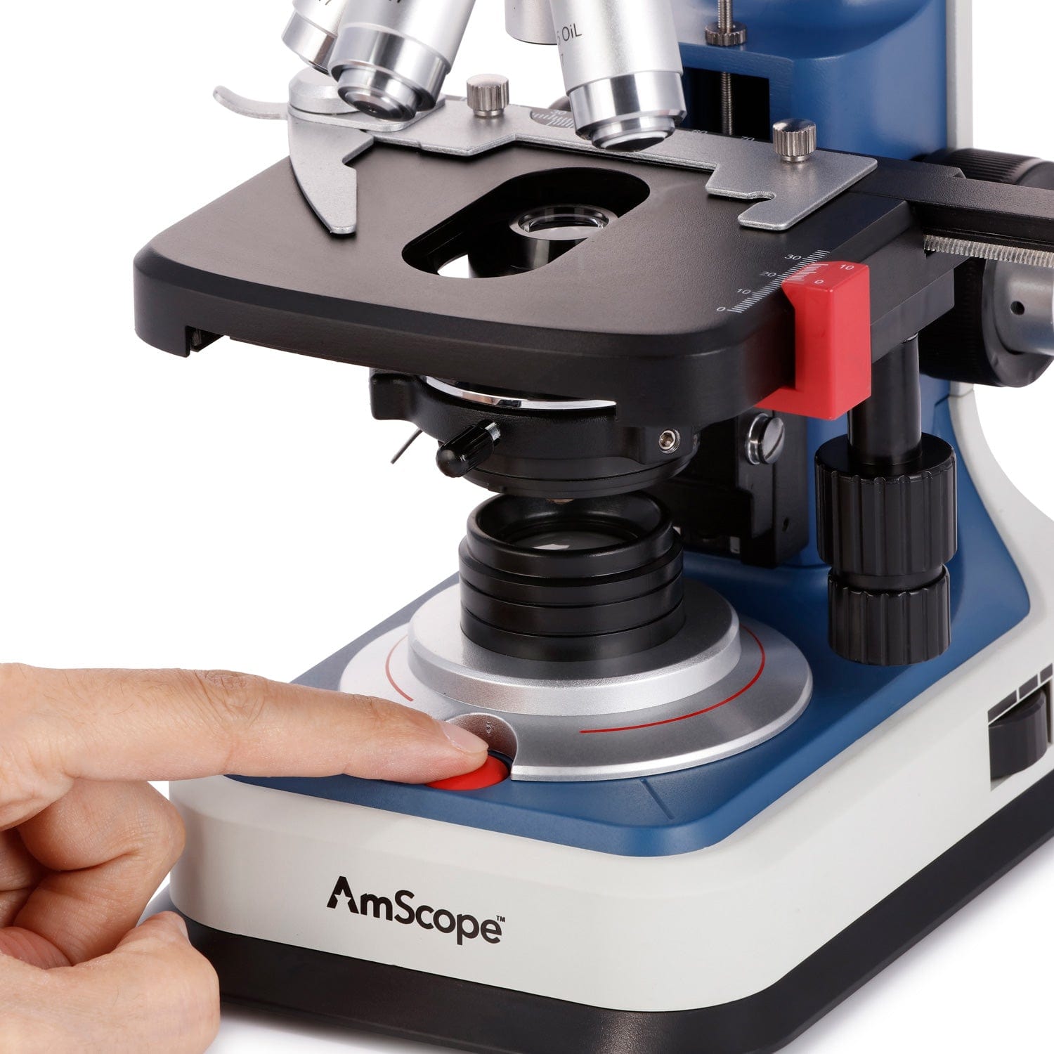 AmScope B120C-R Series USB-C Rechargeable Student Binocular Compound Microscope 40X-2500X Magnification with 3D Two-Layer Mechanical Stage, Achromatic Objectives, & LED illuminator + Optional Camera