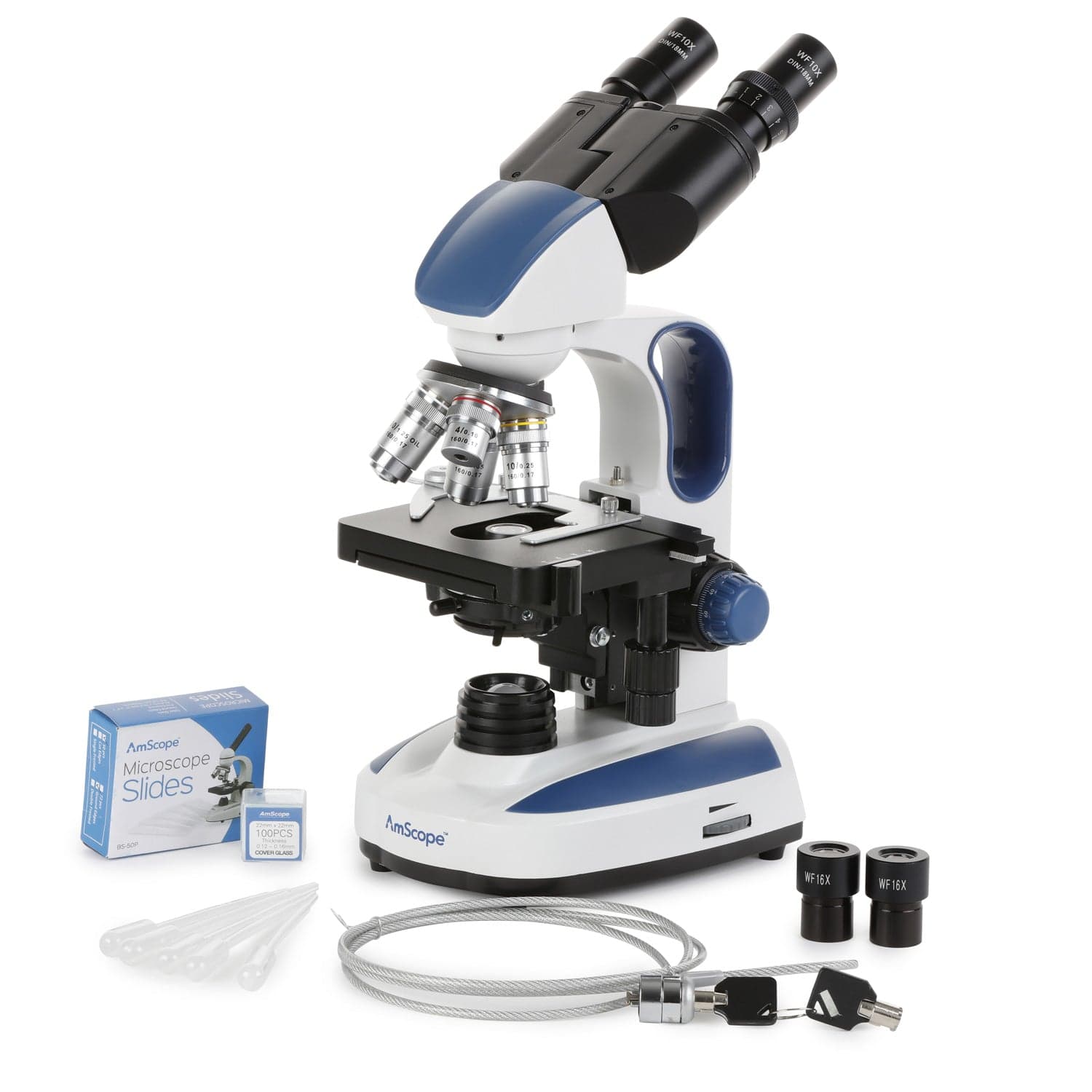 AmScope B270-DMH18070 Binocular Biological Microscope with 1000X Magnification and 1W LED Light Source