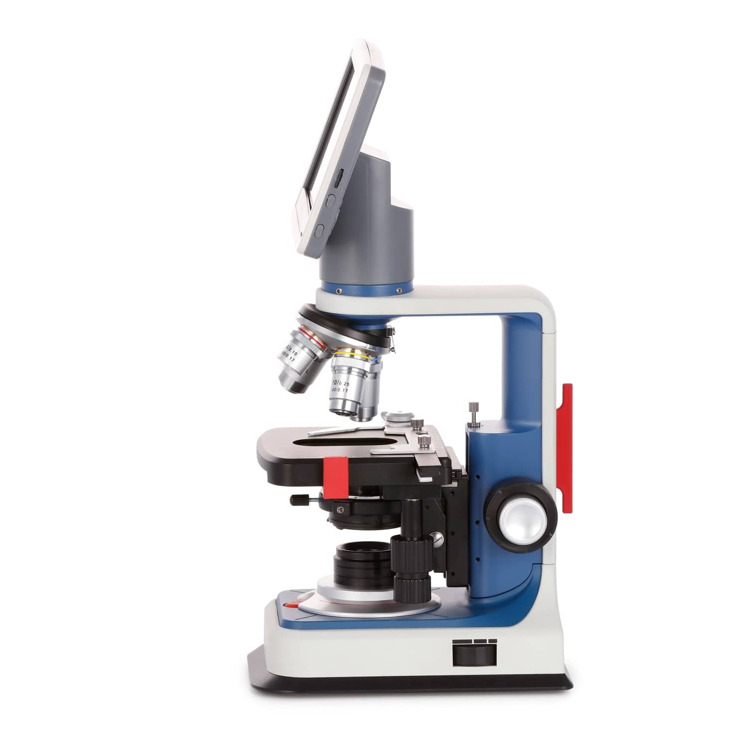 AmScope B120C-R Series USB-C Rechargeable Student Binocular Compound Microscope 40X-2500X Magnification with 7" Digital Display Camera Head