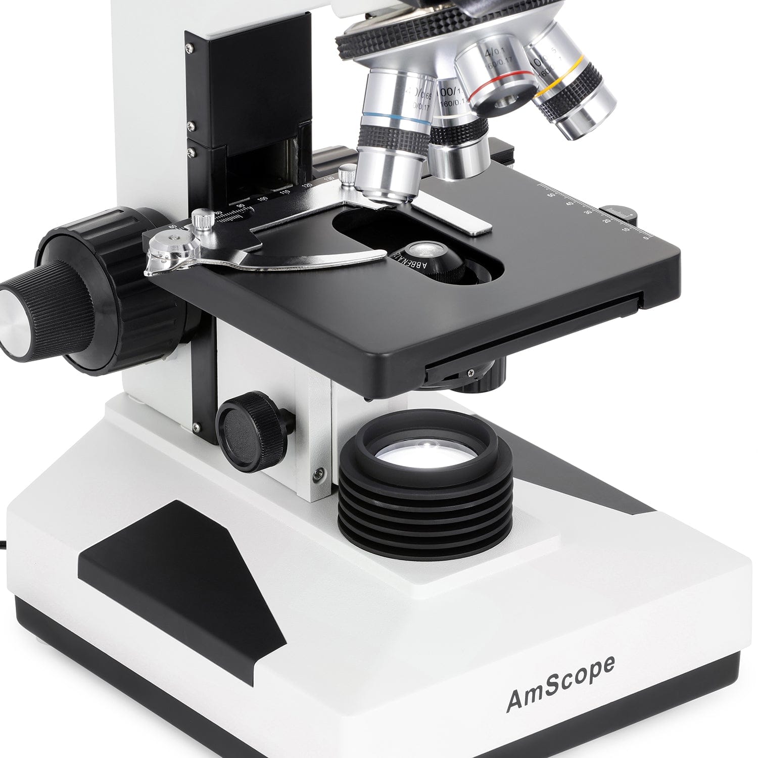 AmScope B490 Series Professional LED Biological Binocular Compound Microscope w/3D Mechanical Stage and Optional Digital Camera