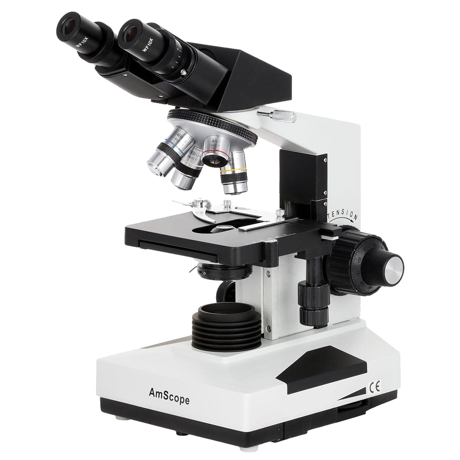 AmScope B490 Series Professional LED Biological Binocular Compound Microscope w/3D Mechanical Stage and Optional Digital Camera