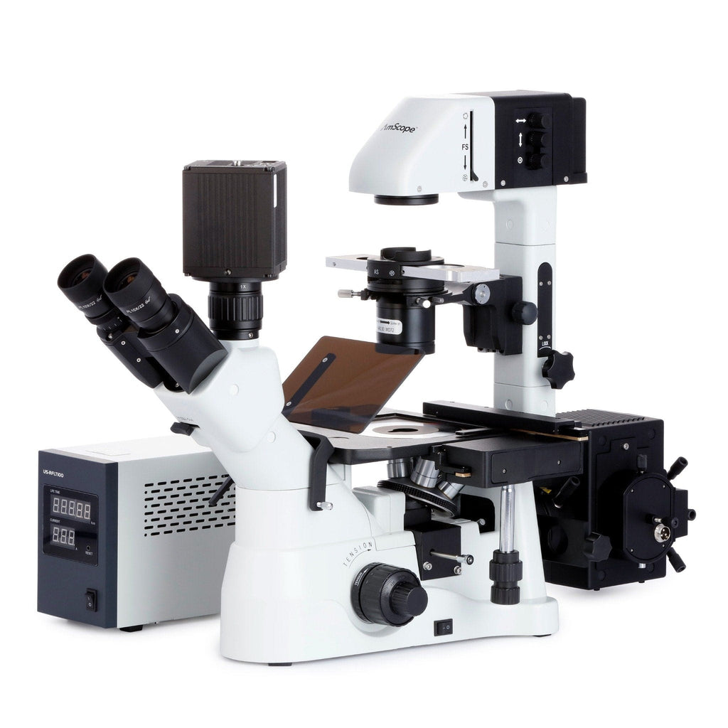 AmScope IN480 Series Inverted Infinity-Corrected Fluorescence Trinocul