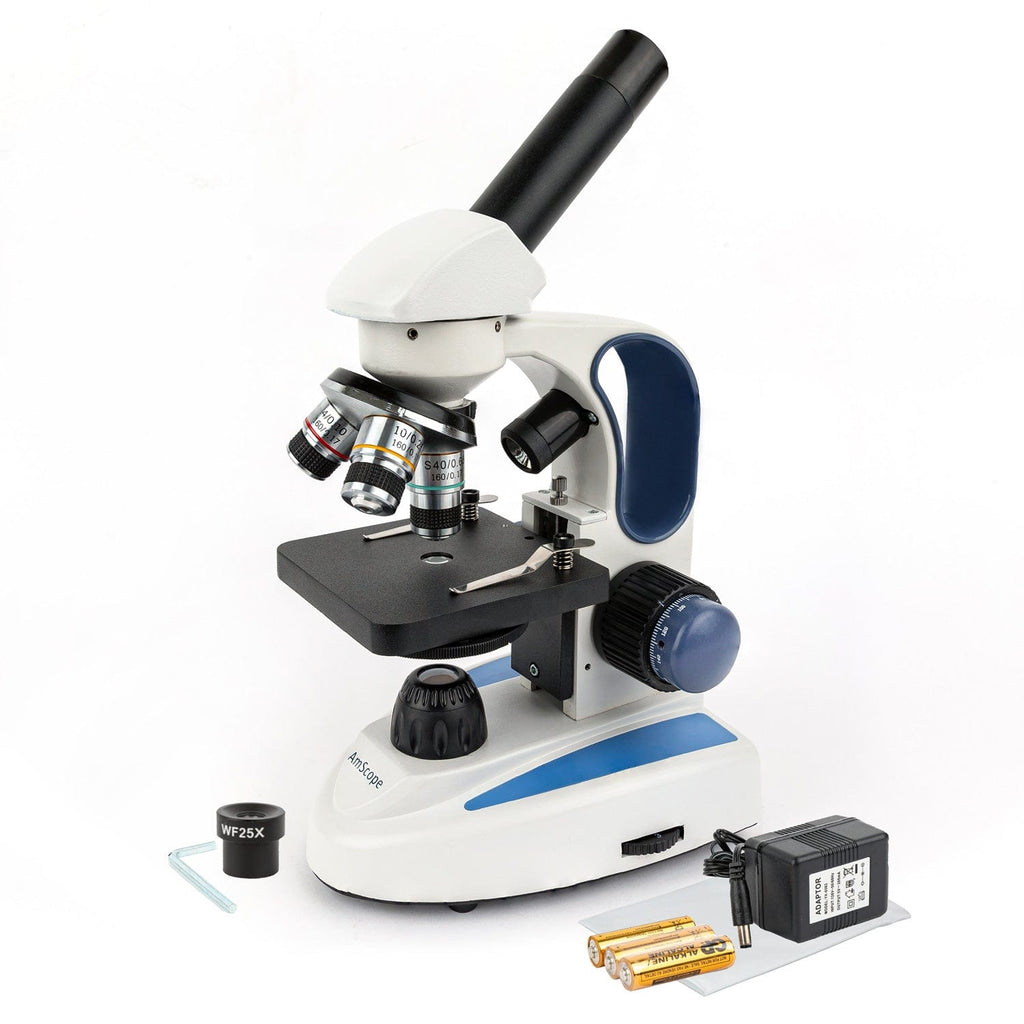 40X-1000X Cordless LED Metal Frame Microscope with Course and Fine Focus