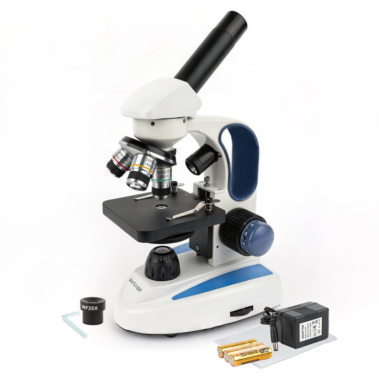 Amscope M158C-2L Monocular Compound Microscope for Kids – 40X–1000X Top & Bottom LED Illumination STEM Education Microscopes, Student Lab Microscopes, Biological Science Microscopes