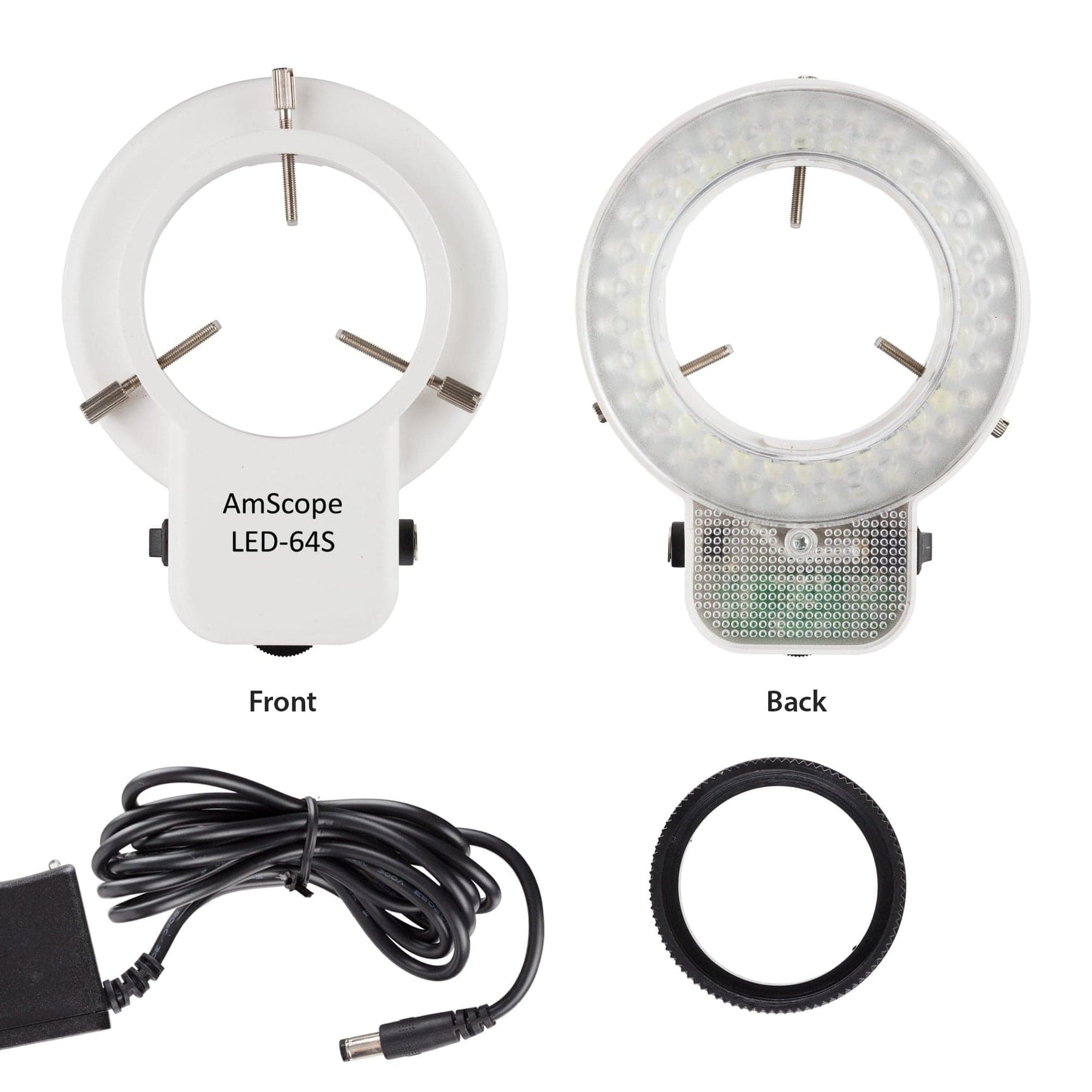 AmScope SM-1B Series Inspection and Dissecting Binocular Zoom Stereo Microscope with 64 LED Compact Ring Light and Optional Digital Camera on Compact Pillar Stand