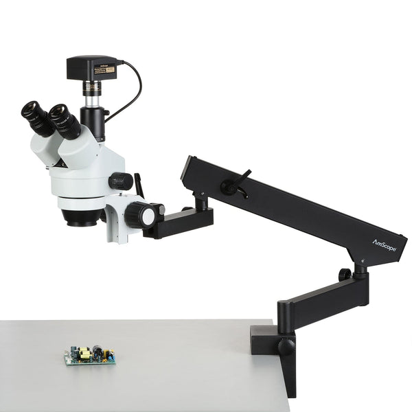 AmScope SM-6TZ-54S-8M Digital Enabled Trinocular Stereo Microscope wit