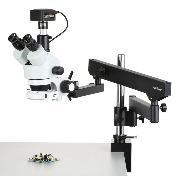AmScope SM-8T Series Articulating Arm Zoom Stereo Microscope