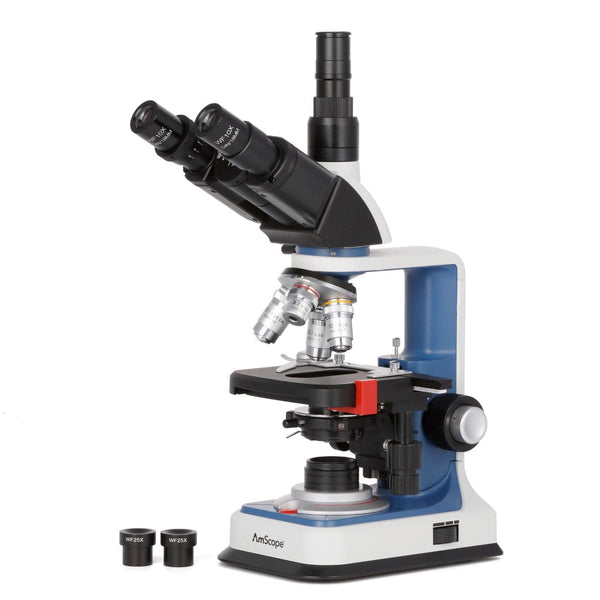 AmScope T120C-R Series USB-C Rechargeable Student Trinocular Compound Microscope 40X-2500X