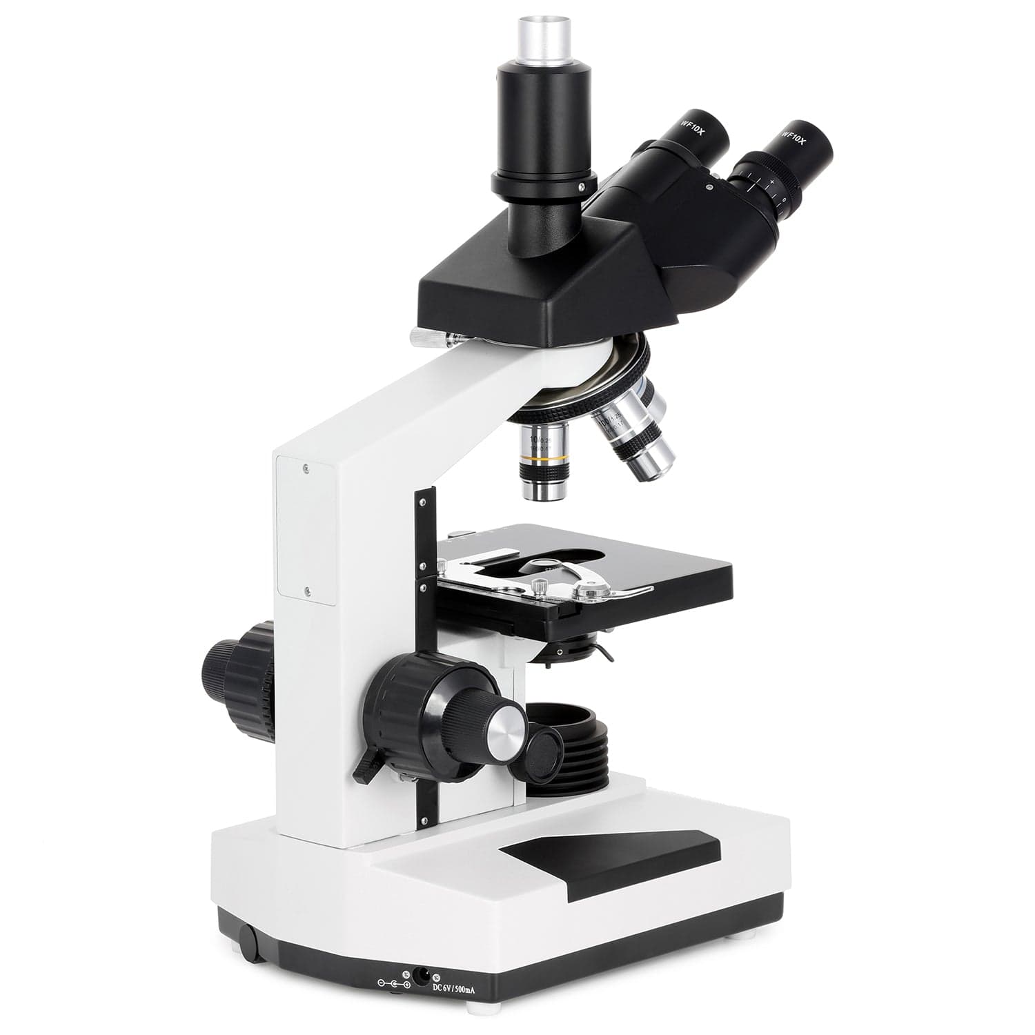 AmScope T490 Series Simul-Focal Biological Trinocular Compound Microscope with LED, 3D Mechanical Stage and Optional Digital Microscope